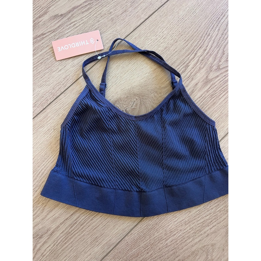 ThirdLove Womens Seamless Ribbed Bralette Blue Adjustable Straps SM‎ NWT X123